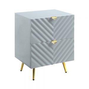 ACME Gaines Nightstand, Gray High Gloss Finish. Picture 1