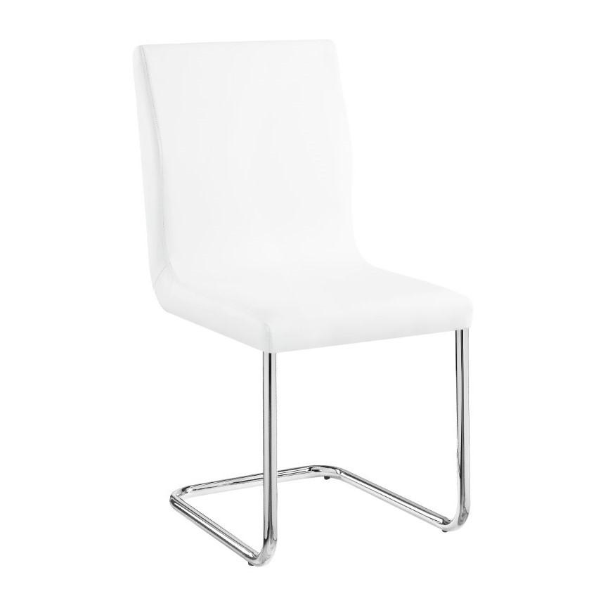 ACME Palton Side Chair (Set-2), White PU & Chrome Finish. Picture 1
