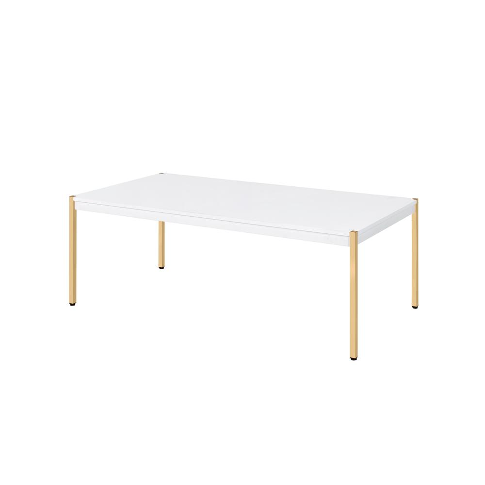 ACME Otrac Coffee Table, White & Gold Finish. Picture 1