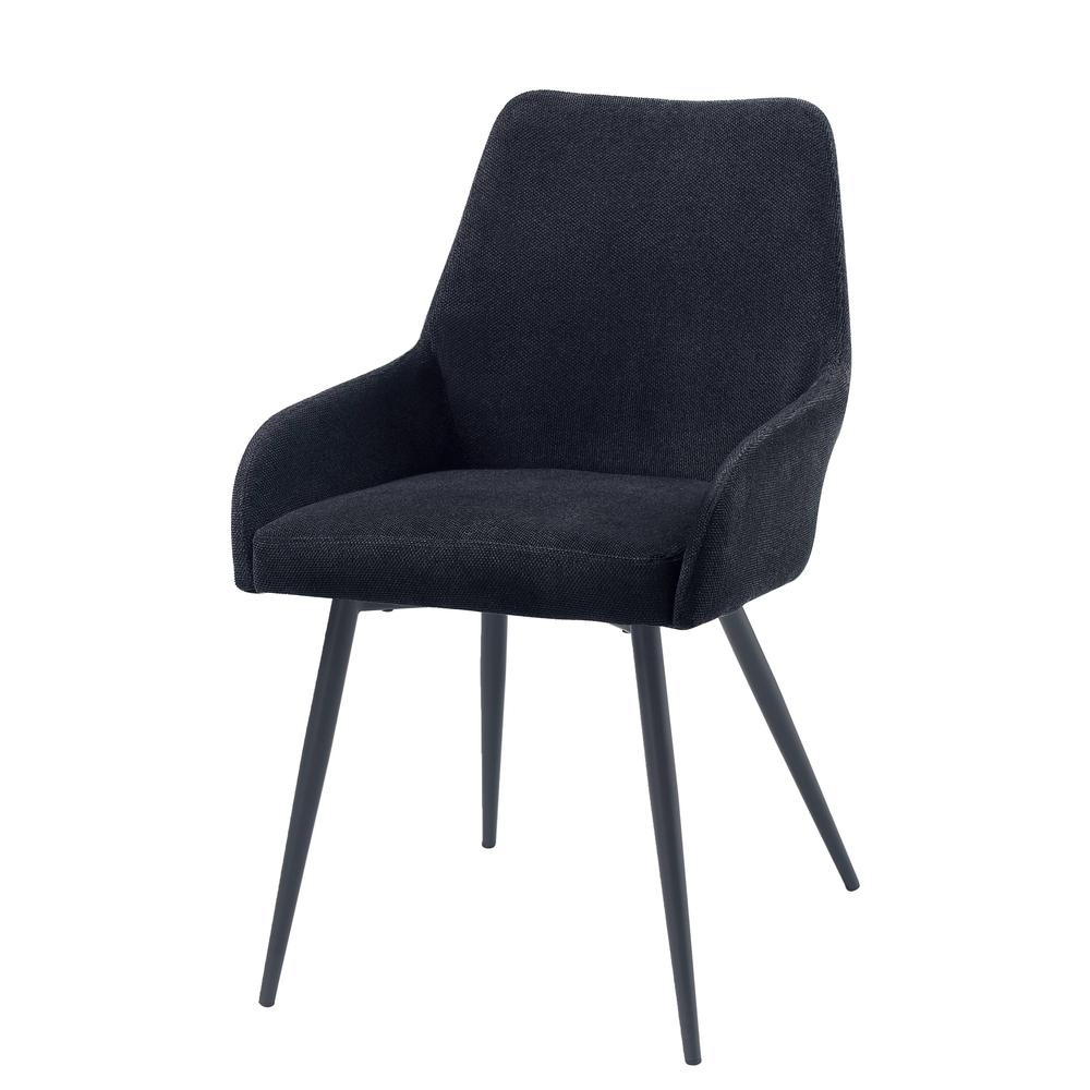 Zudora Side Chair (Set-2), Black Linen & Black Finish. Picture 2