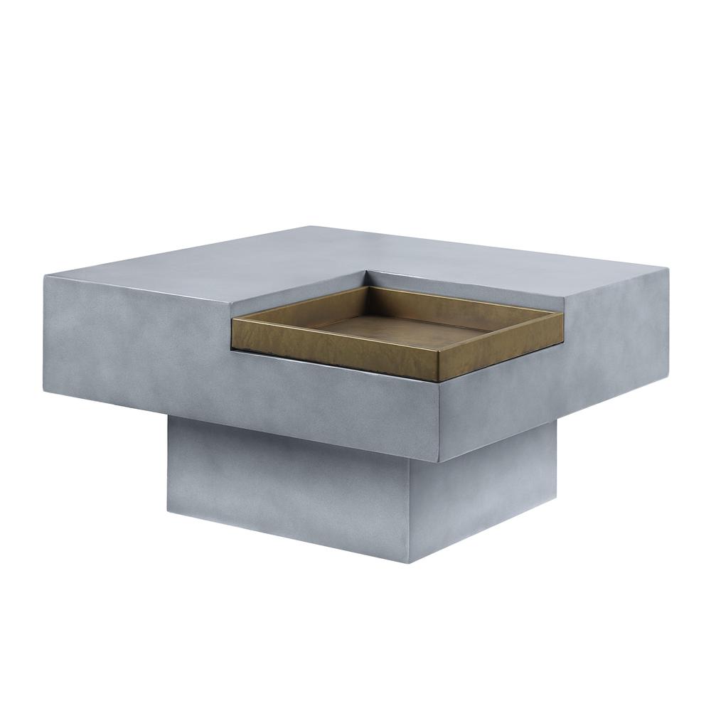 Kailano Cement Coffee Table in Weathered Gray. Picture 1