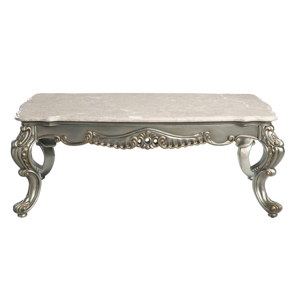 Furniture Miliani Marble & Wood Coffee Table in Natural/Antique Bronze. Picture 1
