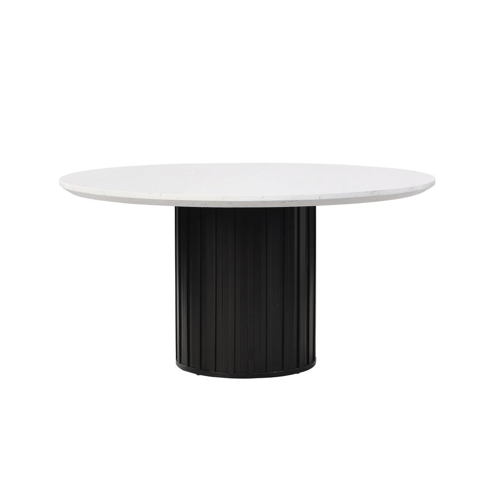Furniture Jaramillo Engineering Round Marble Dining Table in White/Black. Picture 1