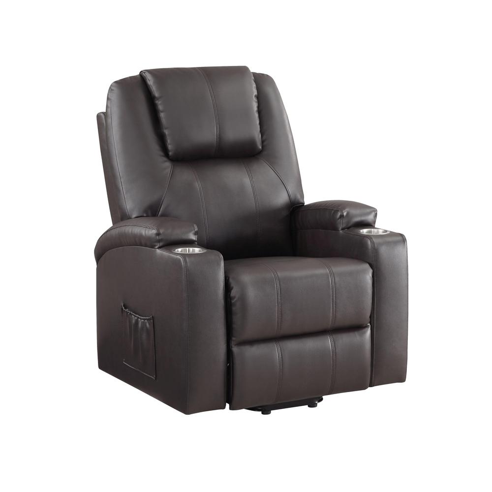 Evander Recliner w/Power Lift, Brown Leather Aire. Picture 1