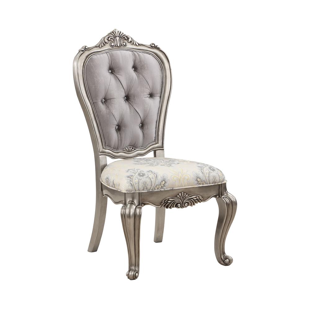 Ariadne Arm Chair (Set-2), Velvet & Antique Plantinum Finish. Picture 1