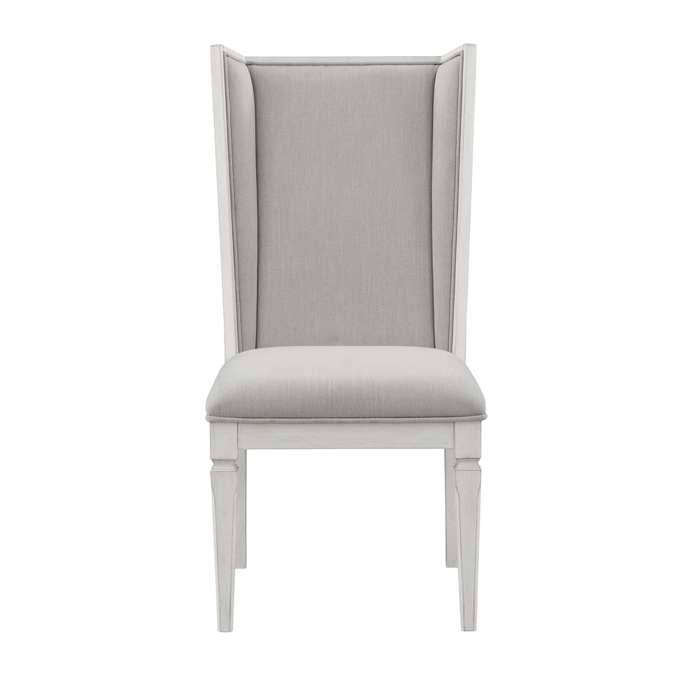 Katia Side Chair (Set-2), Light Gray Linen & Weathered White Finish. Picture 2