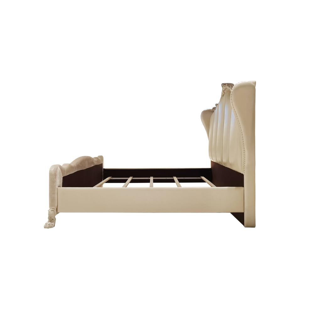 Dresden II Synthetic Leather & Bone White Finish Eastern King Bed. Picture 3