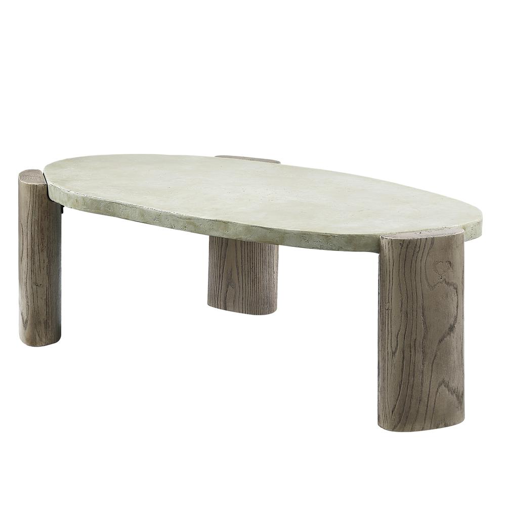 Jacina Cement Coffee Table in Weathered Gray and Oak. Picture 1
