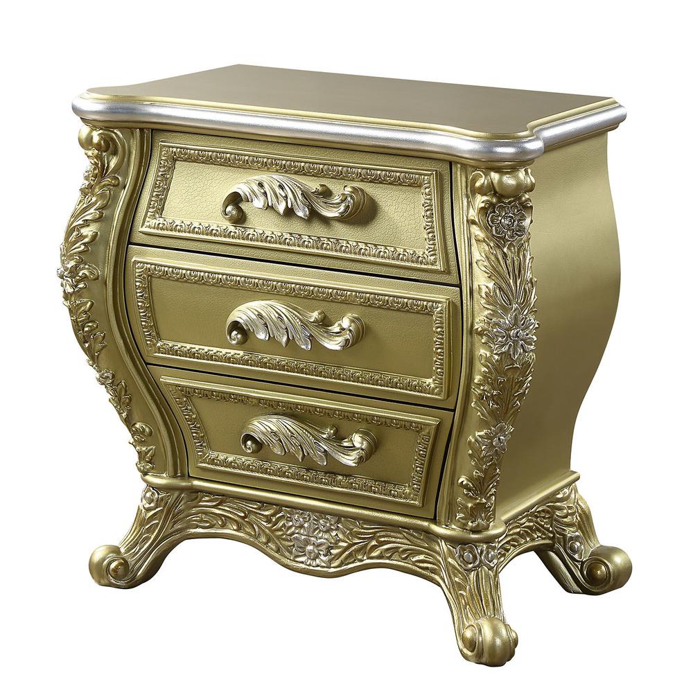 Cabriole Gold Finish Nightstand. Picture 1