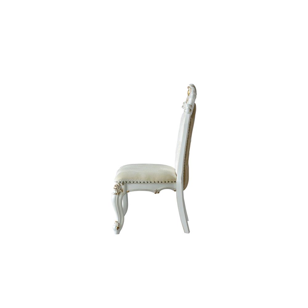 Picardy Side Chair (Set-2), Butterscotch PU/Fabric & Antique Pearl Finish. Picture 3