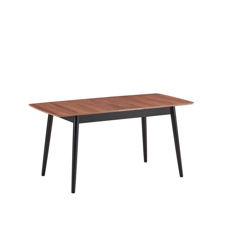 Furniture Lanae Wood Dining Table with Bufferfly Leaf in Natural/Black. Picture 1