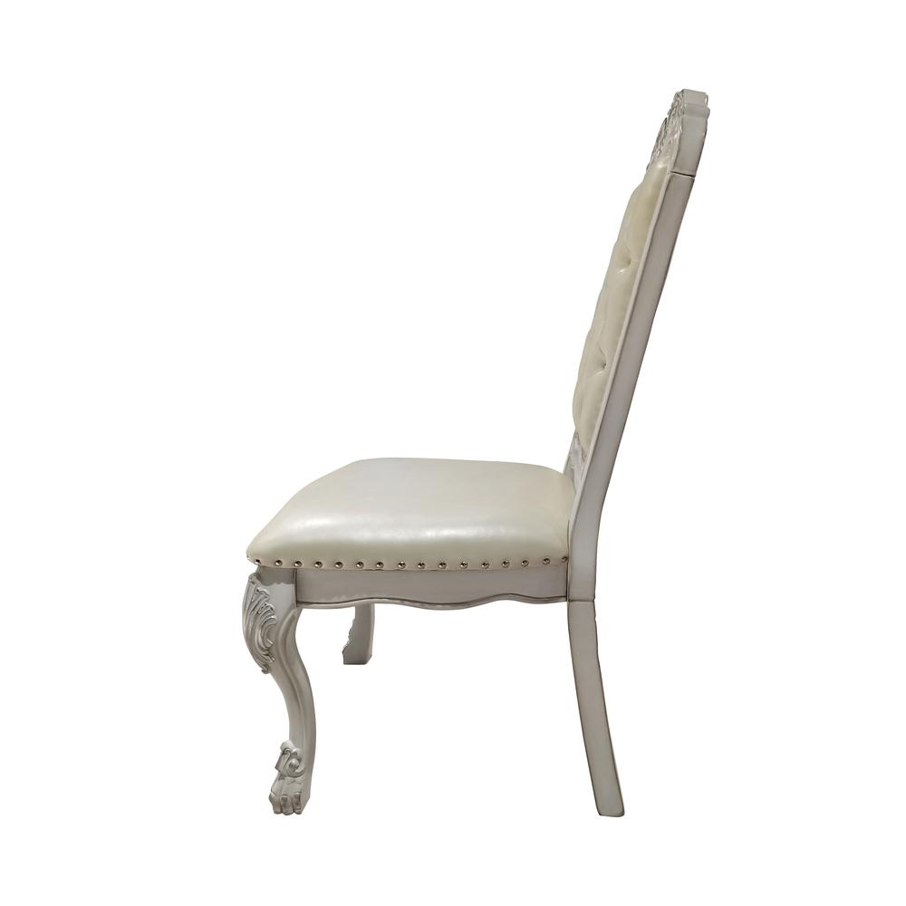 Dresden  Synthetic Leather & Bone White Finish Side Chair (Set-2). Picture 3