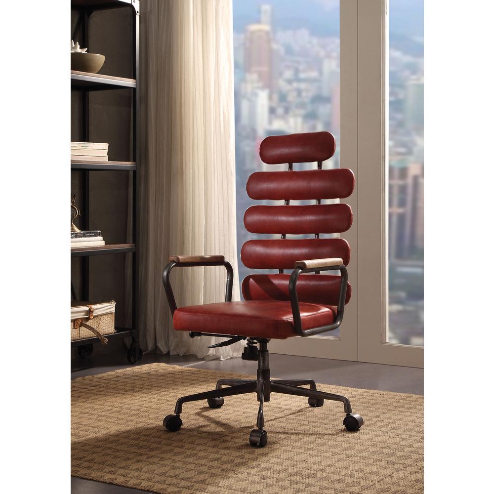 Calan Executive Office Chair, Vintage Red Top Grain Leather. Picture 1