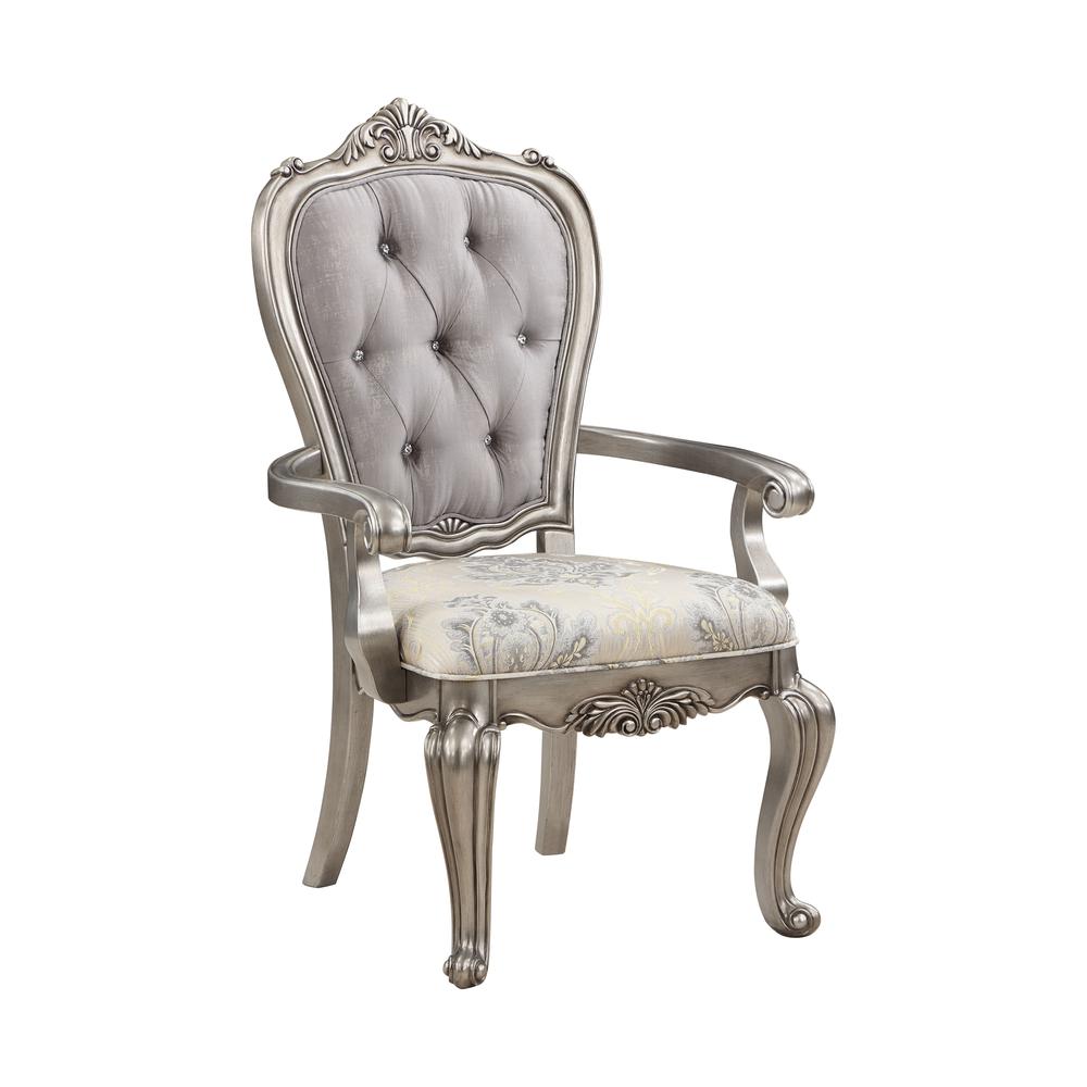 Ariadne Side Chair (Set-2), Velvet & Antique Plantinum Finish. Picture 1