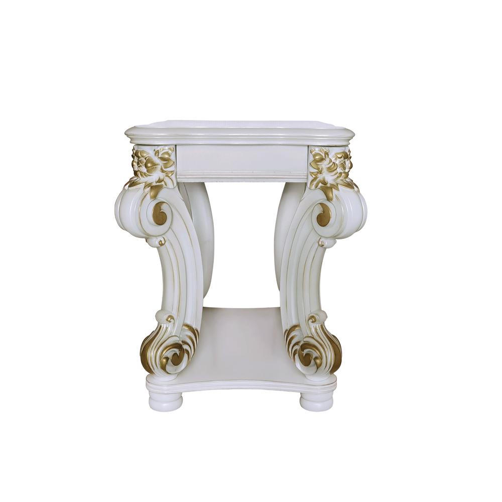 Vendome Wooden Side Table with Scrolled Legs in Antique Pearl. Picture 2