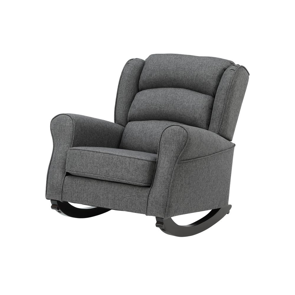 Furniture Fabien Upholstered Fabric & Wood Rocking Chair in Gray. Picture 1