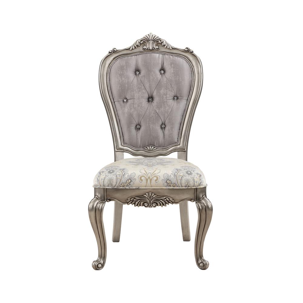 Ariadne Arm Chair (Set-2), Velvet & Antique Plantinum Finish. Picture 2