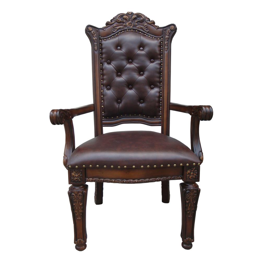 Vendome Arm Chair (Set-2), Espresso PU & Cherry Finish. Picture 1