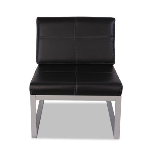 Alera Ispara Series Armless Chair, 26.57" x 30.71" x 31.1", Black Seat/Back, Silver Base. Picture 4