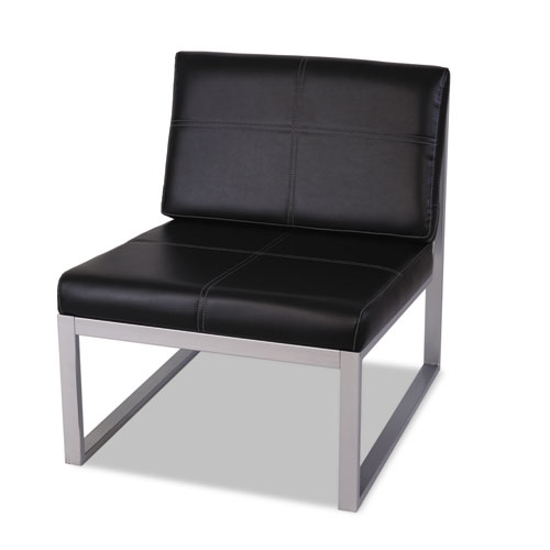 Alera Ispara Series Armless Chair, 26.57" x 30.71" x 31.1", Black Seat/Back, Silver Base. Picture 3