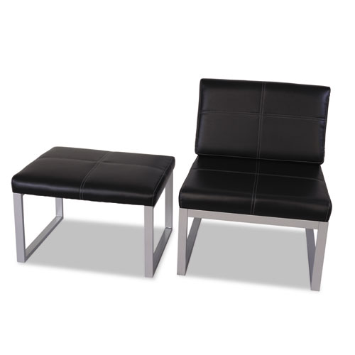 Alera Ispara Series Armless Chair, 26.57" x 30.71" x 31.1", Black Seat/Back, Silver Base. Picture 6