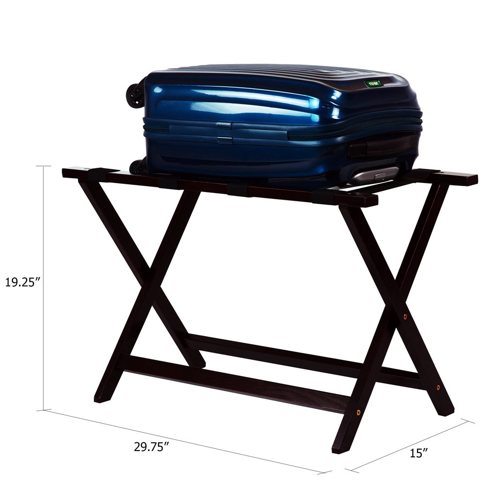 Heavy Duty 30" Extra Wide Luggage Rack-Espresso. Picture 4