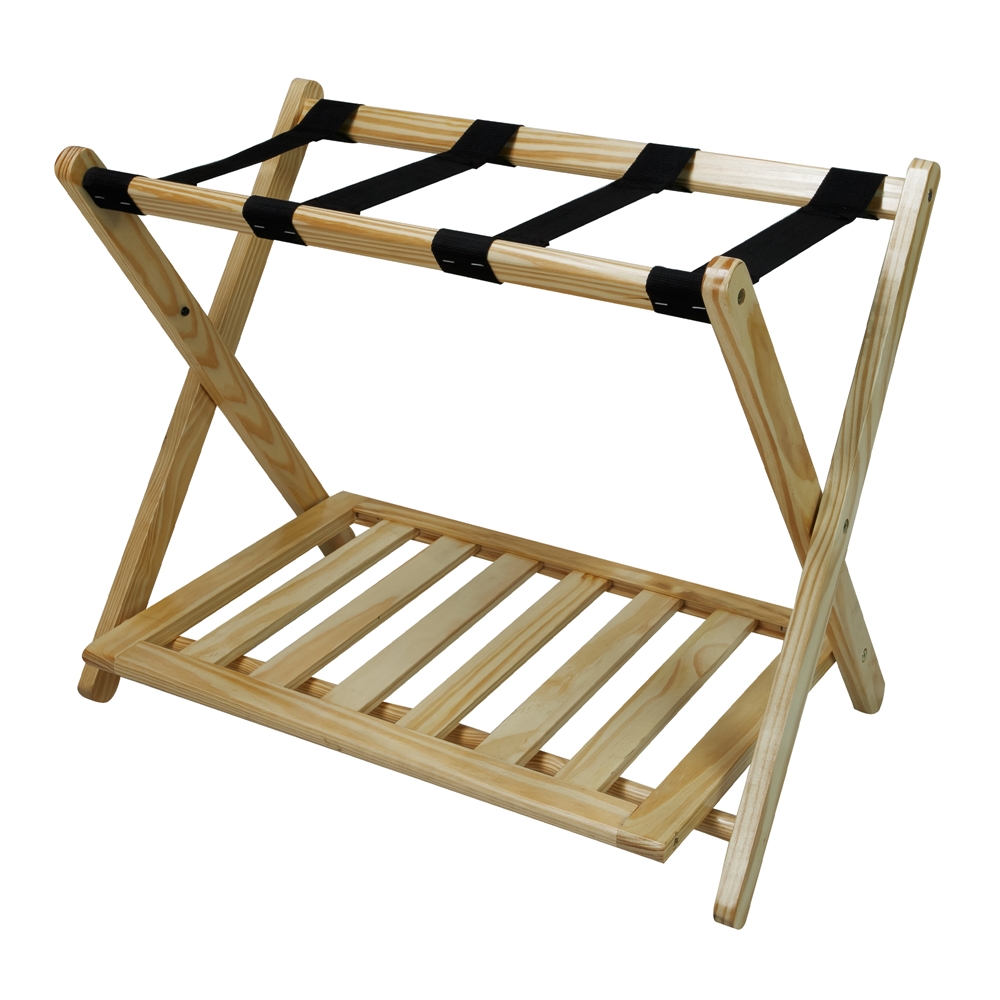 Luggage Rack with Shelf-Natural. Picture 5