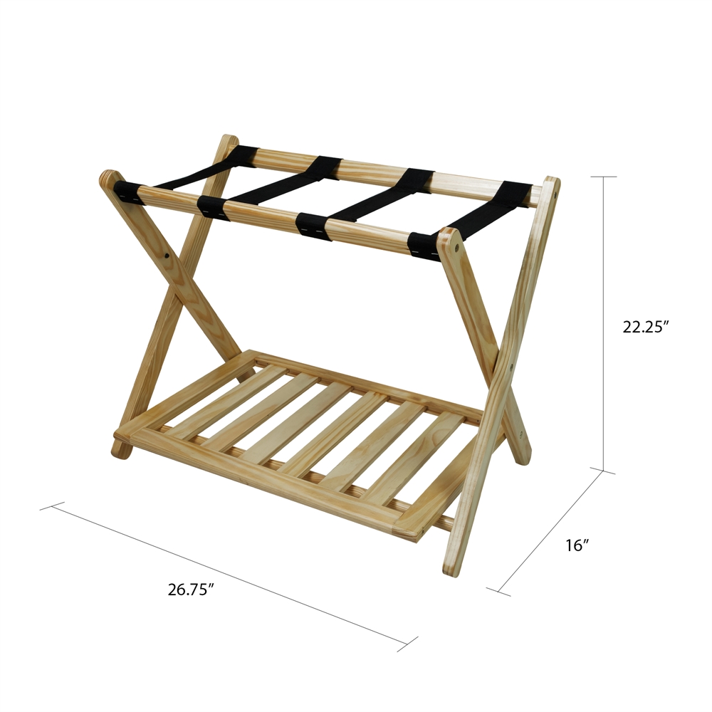 Luggage Rack with Shelf-Natural. Picture 4