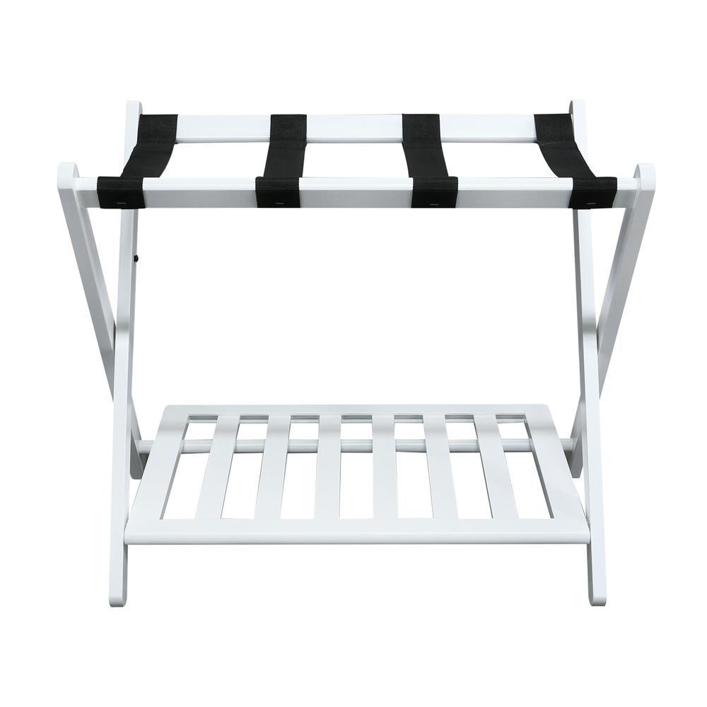 Luggage Rack with Shelf- White. Picture 1
