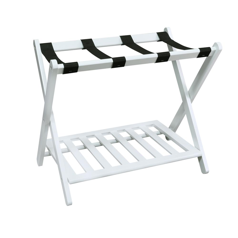 Luggage Rack with Shelf- White. Picture 2