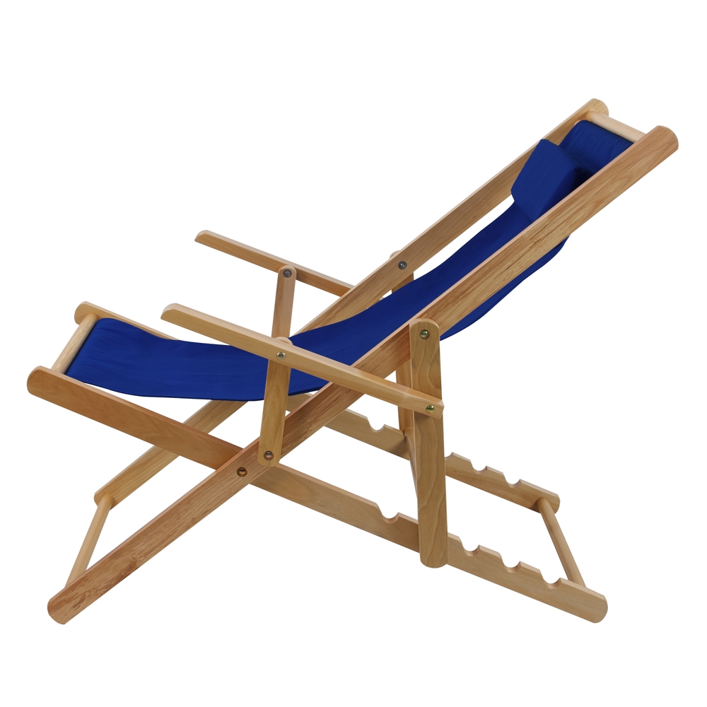 Sling Chair Natural Frame-Royal Blue Canvas. Picture 2