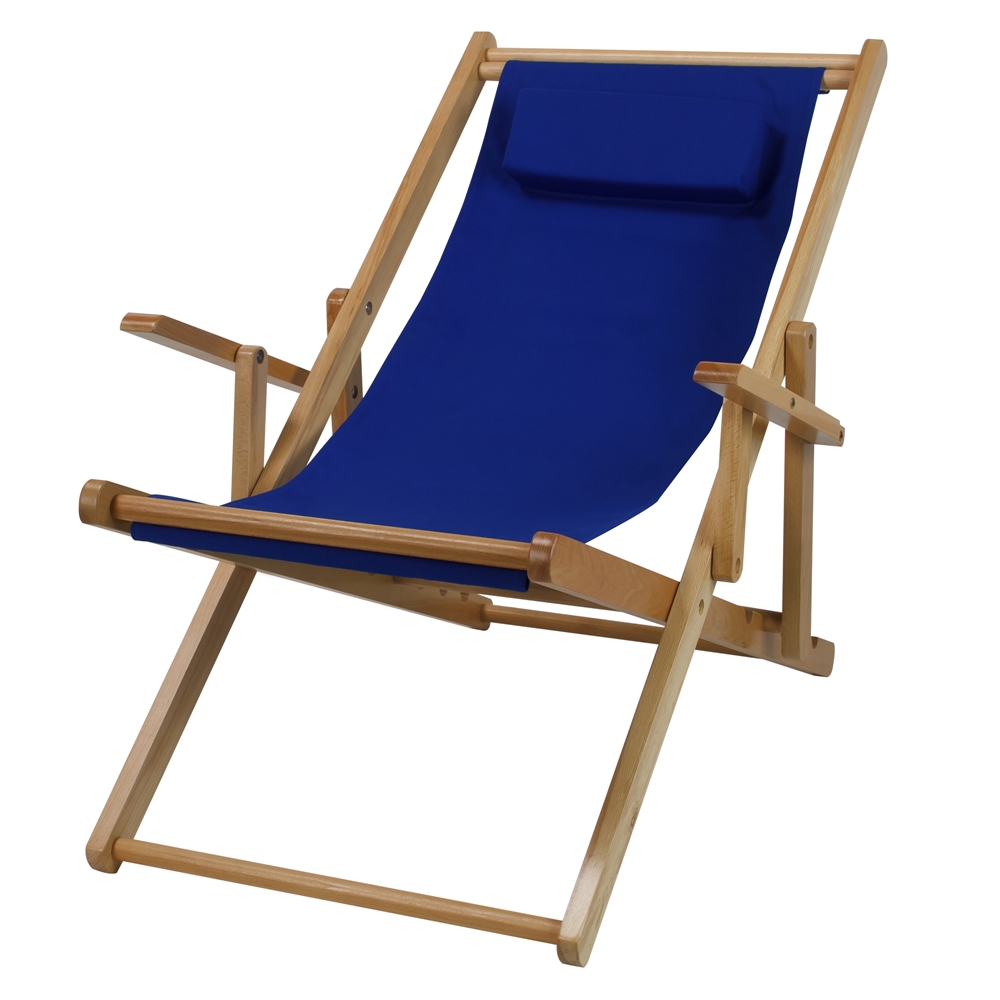 Sling Chair Natural Frame-Royal Blue Canvas. Picture 4