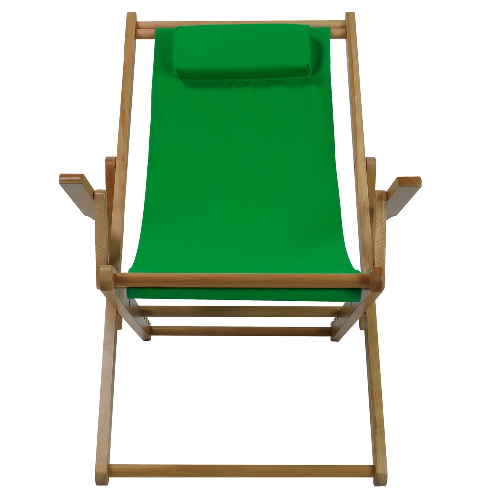 Sling Chair Natural Frame-Green Canvas. Picture 1