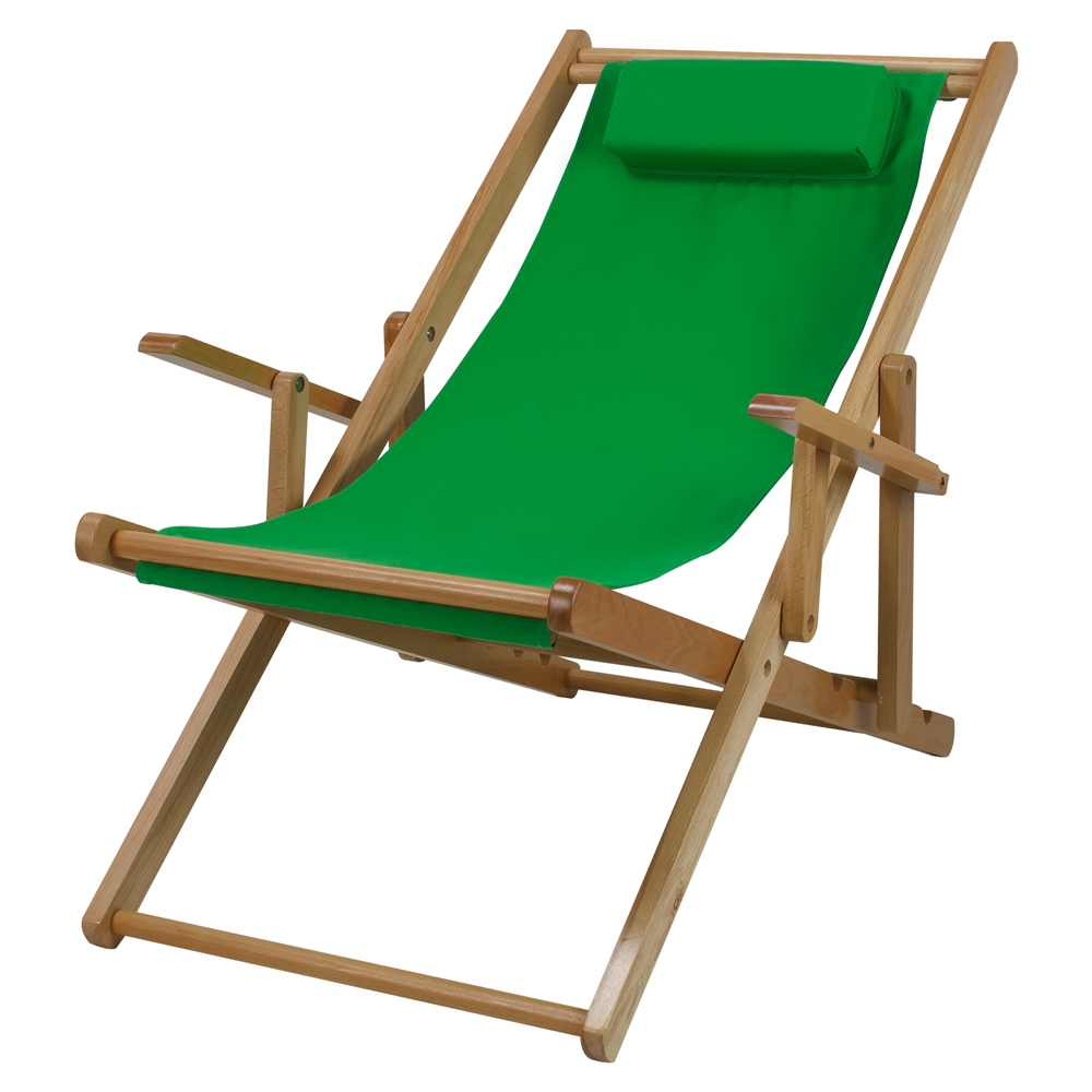 Sling Chair Natural Frame-Green Canvas. Picture 4