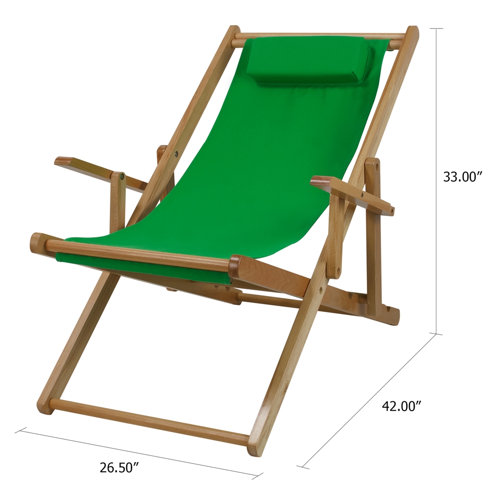 Sling Chair Natural Frame-Green Canvas. Picture 5