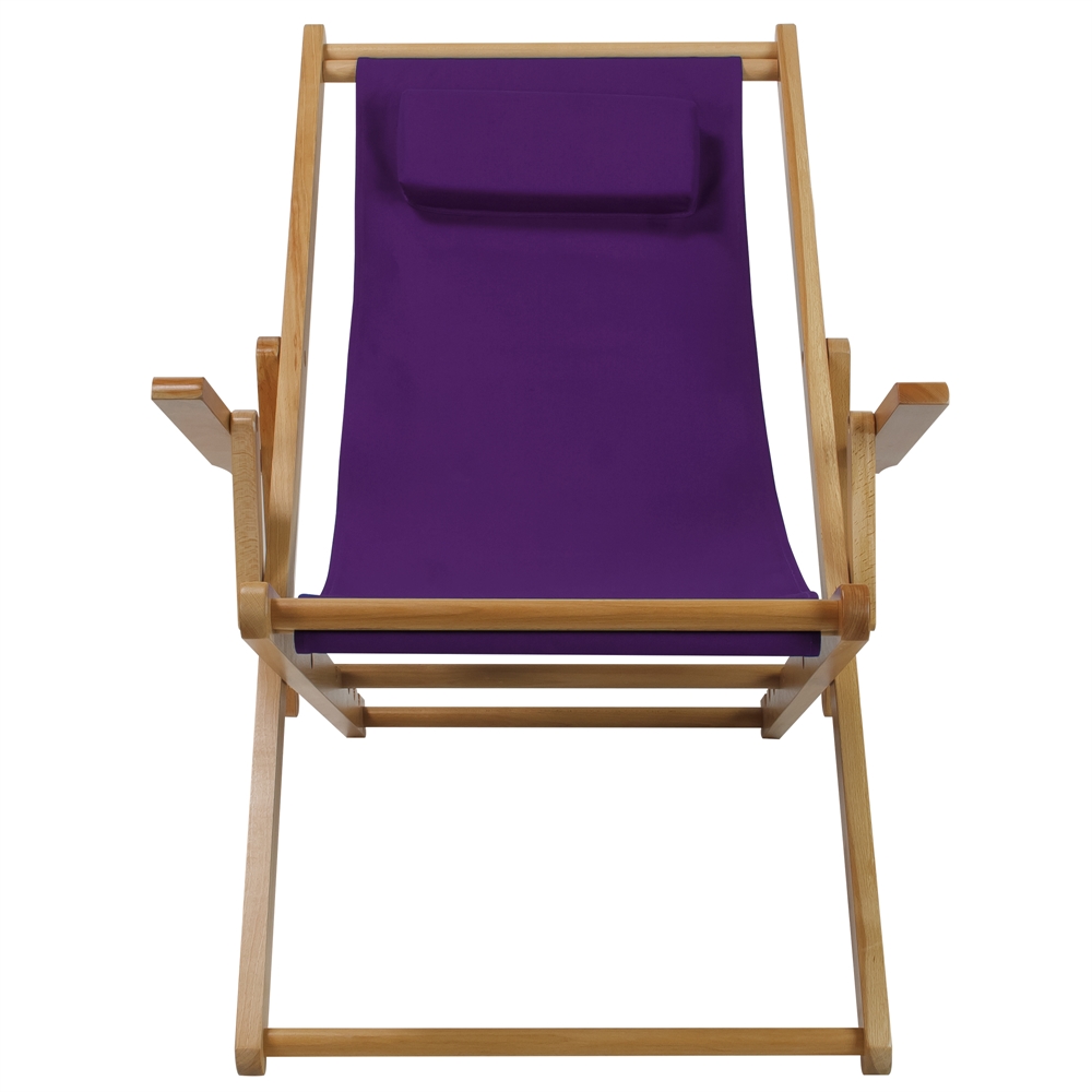 Sling Chair Natural Frame-Purple Canvas. Picture 1