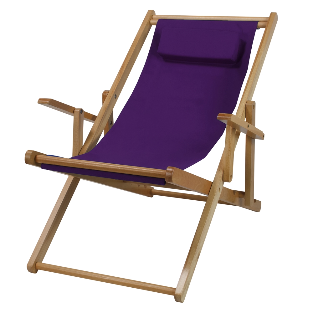 Sling Chair Natural Frame-Purple Canvas. Picture 4