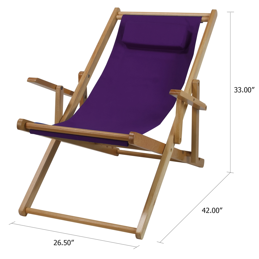 Sling Chair Natural Frame-Purple Canvas. Picture 5