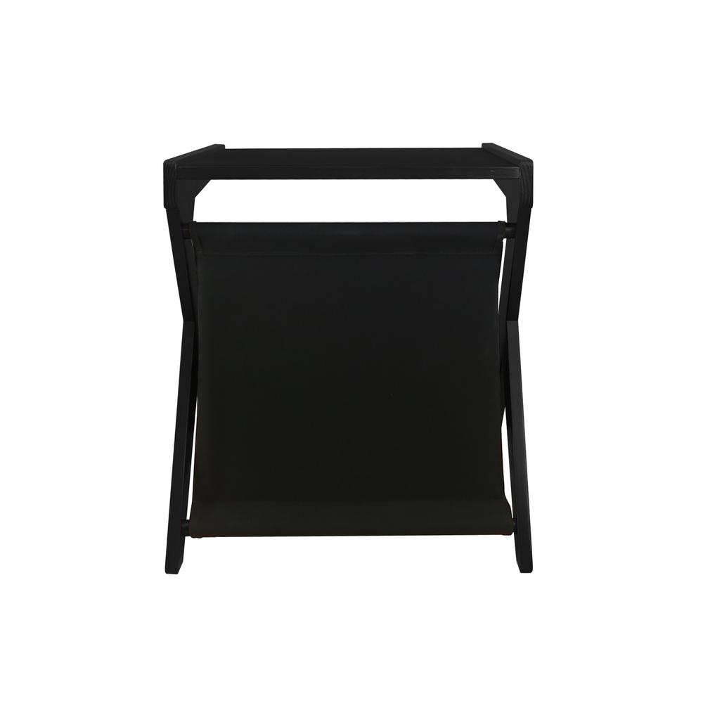 Casual Home Z-Shaped Sofa Side Table with Canvas Storage Basket - Black. Picture 4