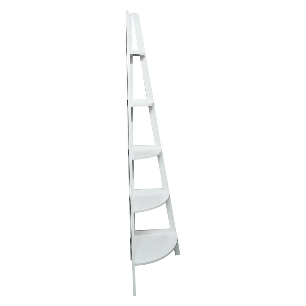 5-Shelf Corner Ladder Bookcase - White. Picture 2