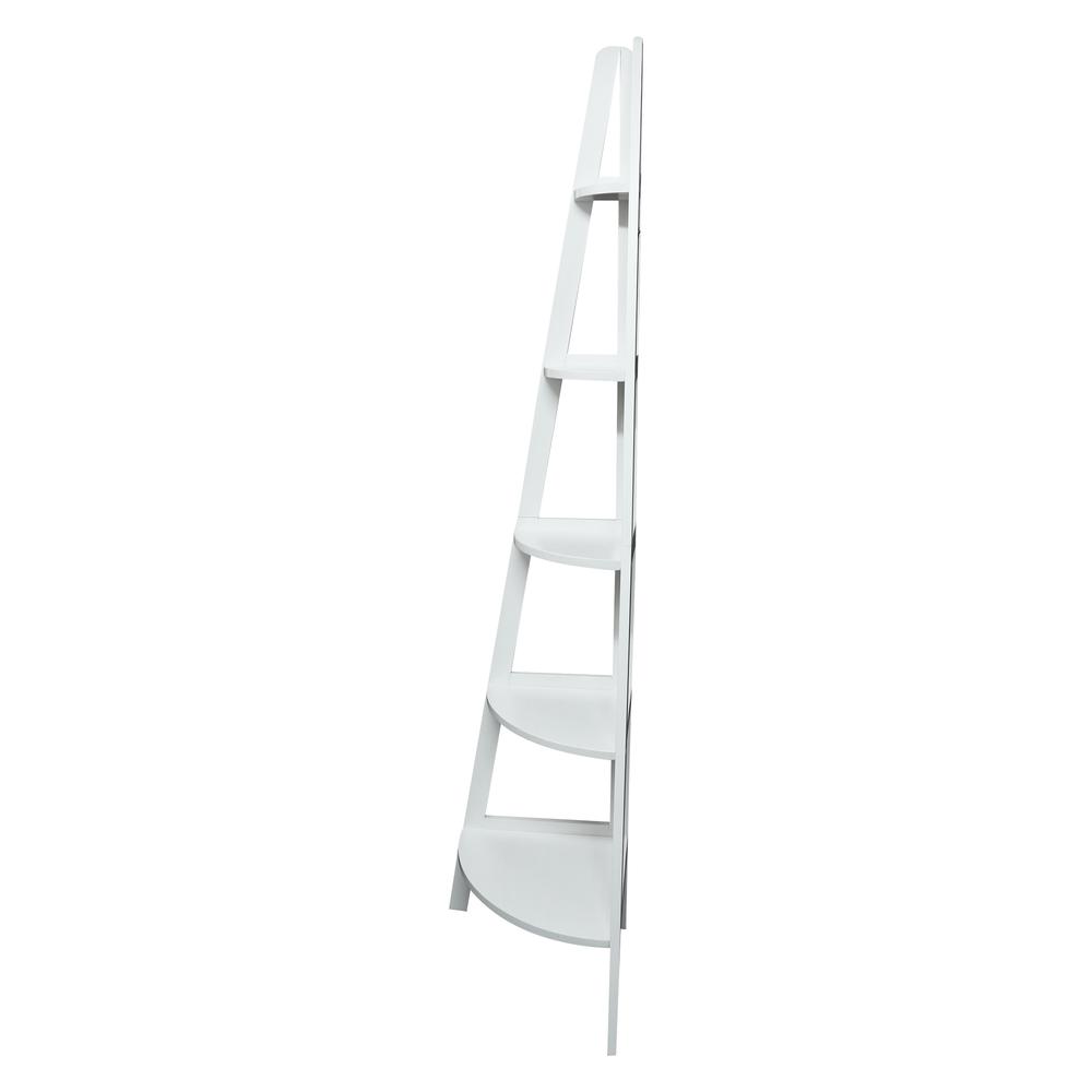 5-Shelf Corner Ladder Bookcase - White. Picture 3