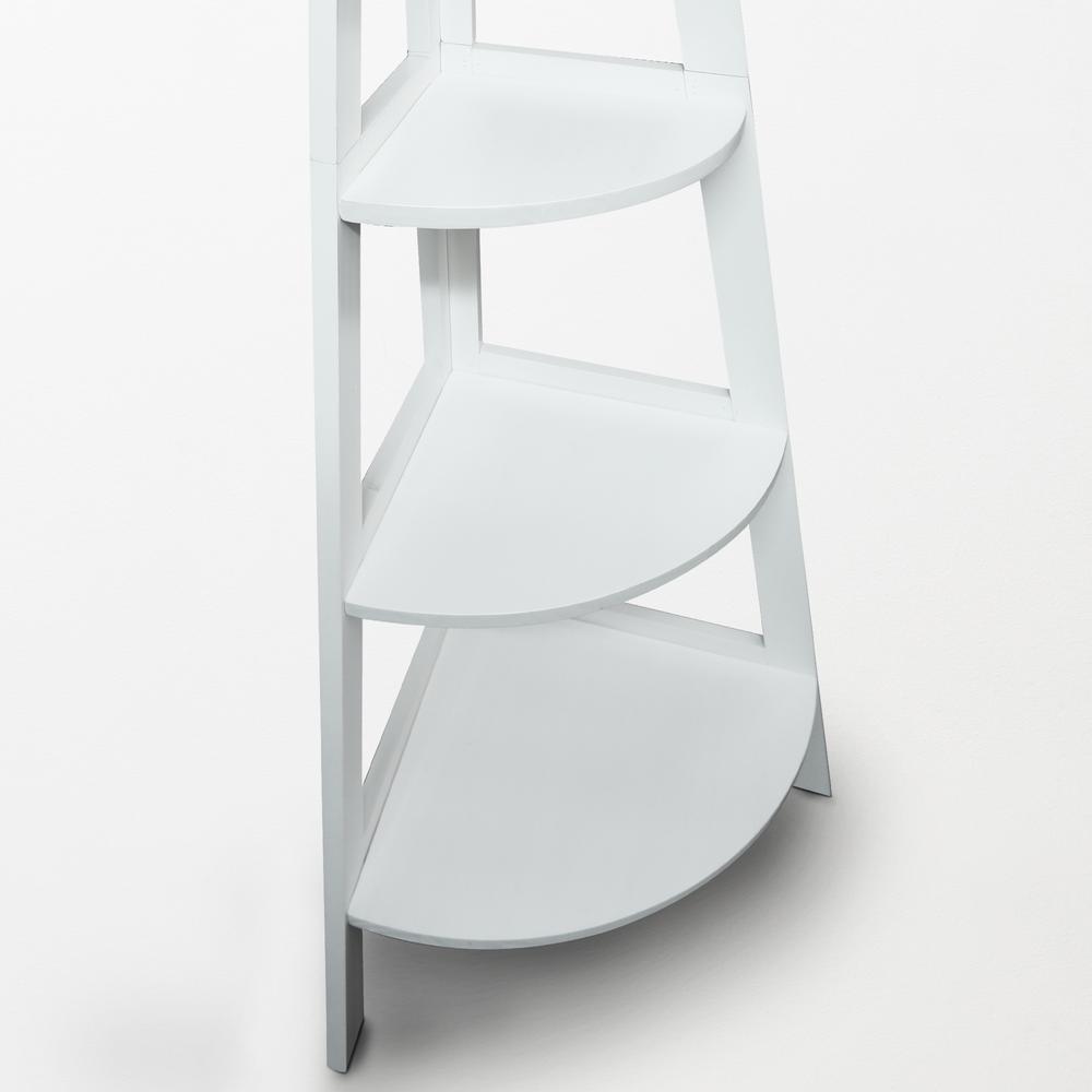 5-Shelf Corner Ladder Bookcase - White. Picture 9
