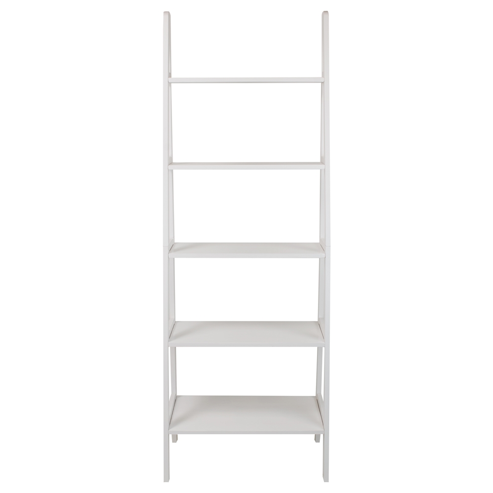 5-Shelf Ladder Bookcase-White. Picture 1