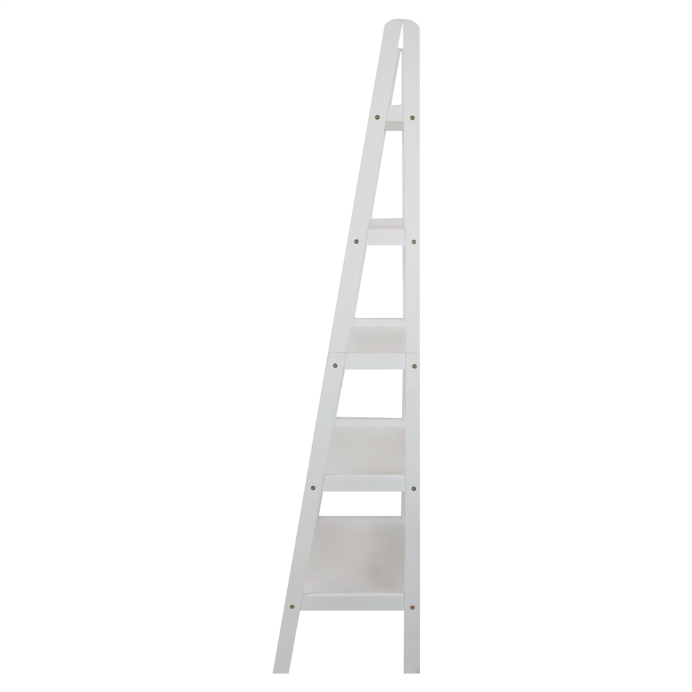 5-Shelf Ladder Bookcase-White. Picture 2