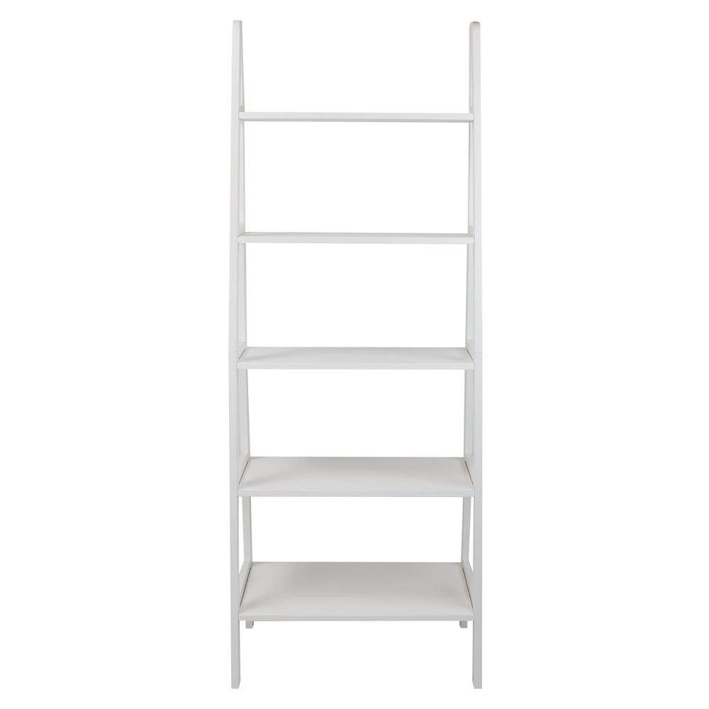 5-Shelf Ladder Bookcase-White. Picture 3