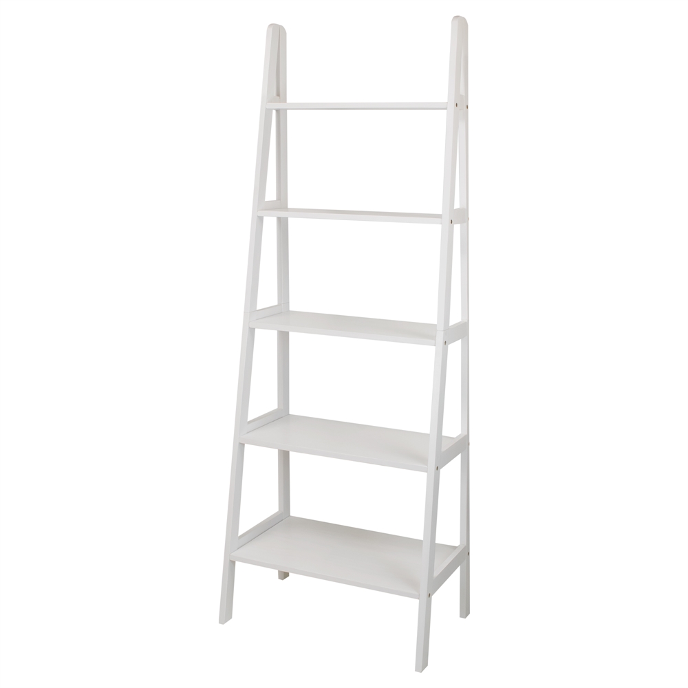 5-Shelf Ladder Bookcase-White. Picture 4