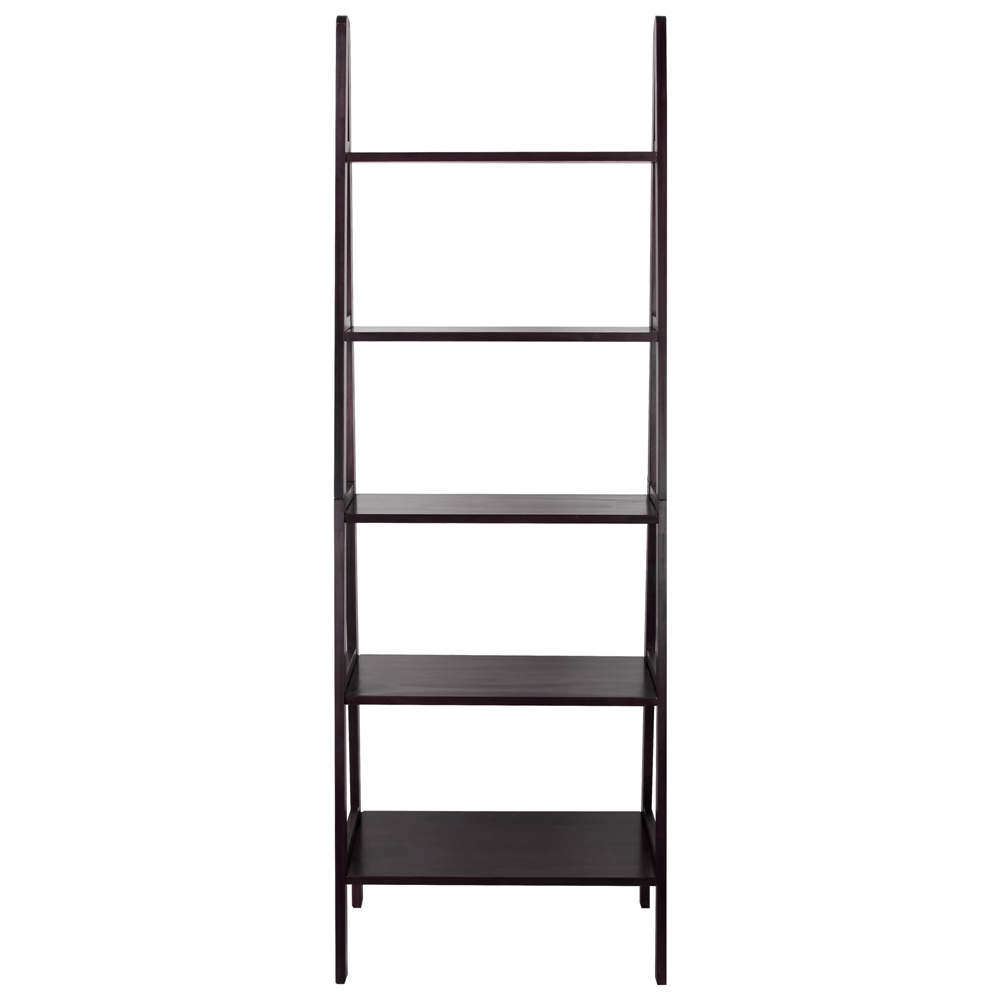 5-Shelf Ladder Bookcase-Espresso. Picture 1
