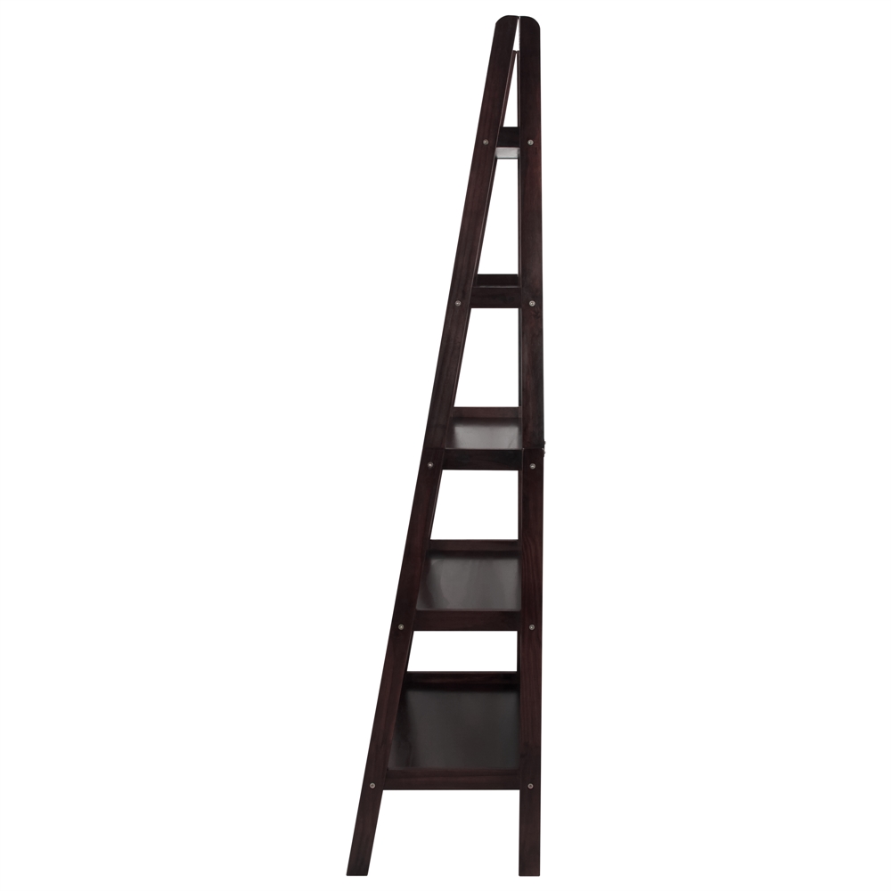 5-Shelf Ladder Bookcase-Espresso. Picture 2