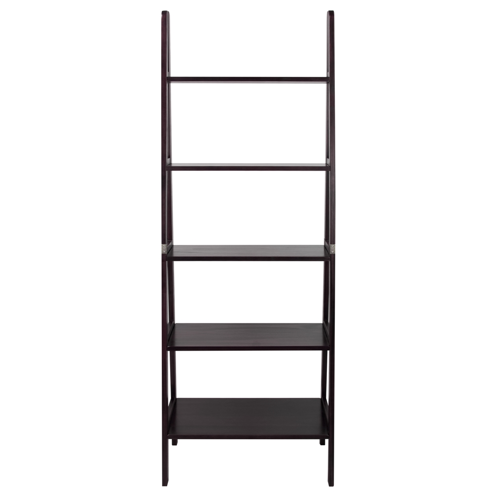 5-Shelf Ladder Bookcase-Espresso. Picture 3