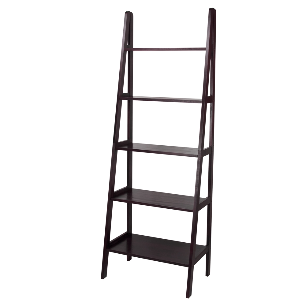 5-Shelf Ladder Bookcase-Espresso. Picture 4